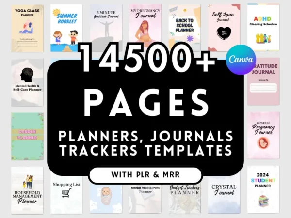 14500+ PLR Canva Templates Bundle with Master Resell Rights – Journals, Planners, Trackers & More