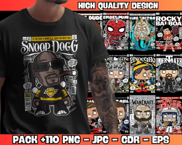 110+ Urban T-Shirt Design Bundle | Premium PNG, JPG, CDR, EPS Files for POD & Commercial Use