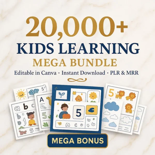 Kids Learning Mega Bundle – 20,000+ Printable Worksheets & Educational Activities | PLR + MRR Included