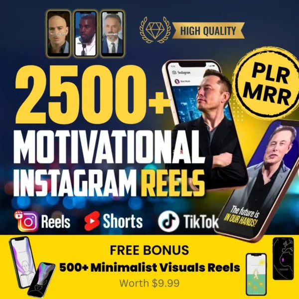 2500 Motivational Reels Bundle for TikTok, Instagram & YouTube Shorts with PLR & MRR