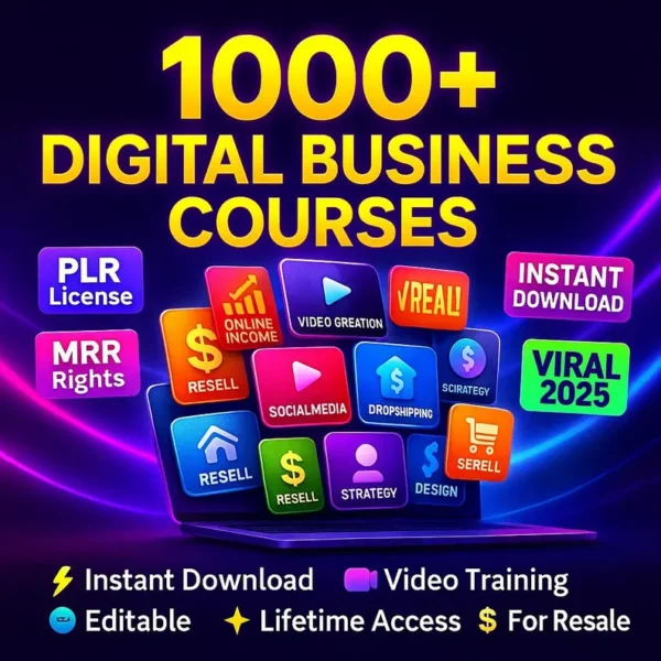 1000+ Business Video Courses Vault with PLR & MRR | Resell & Earn Online Instantly