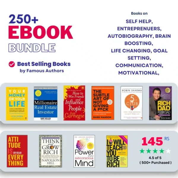 250+ Bestselling Ebooks Bundle in Hindi & English – Instant Download