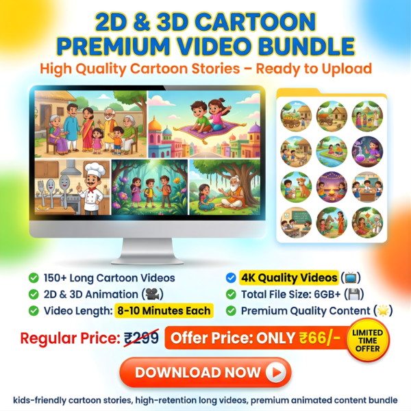 150+ 2D & 3D Cartoon Story Videos 4K Bundle