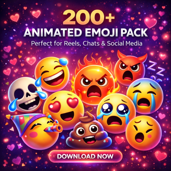200+ Animated Emoji Pack for Reels, Chats & Video Editing