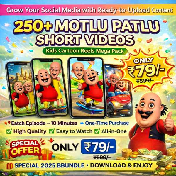 250+ Kids Cartoon Short Videos Bundle for Reels & Shorts