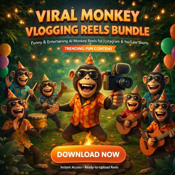 AI Monkey Vlogging Viral Reels Bundle for Instagram & YouTube